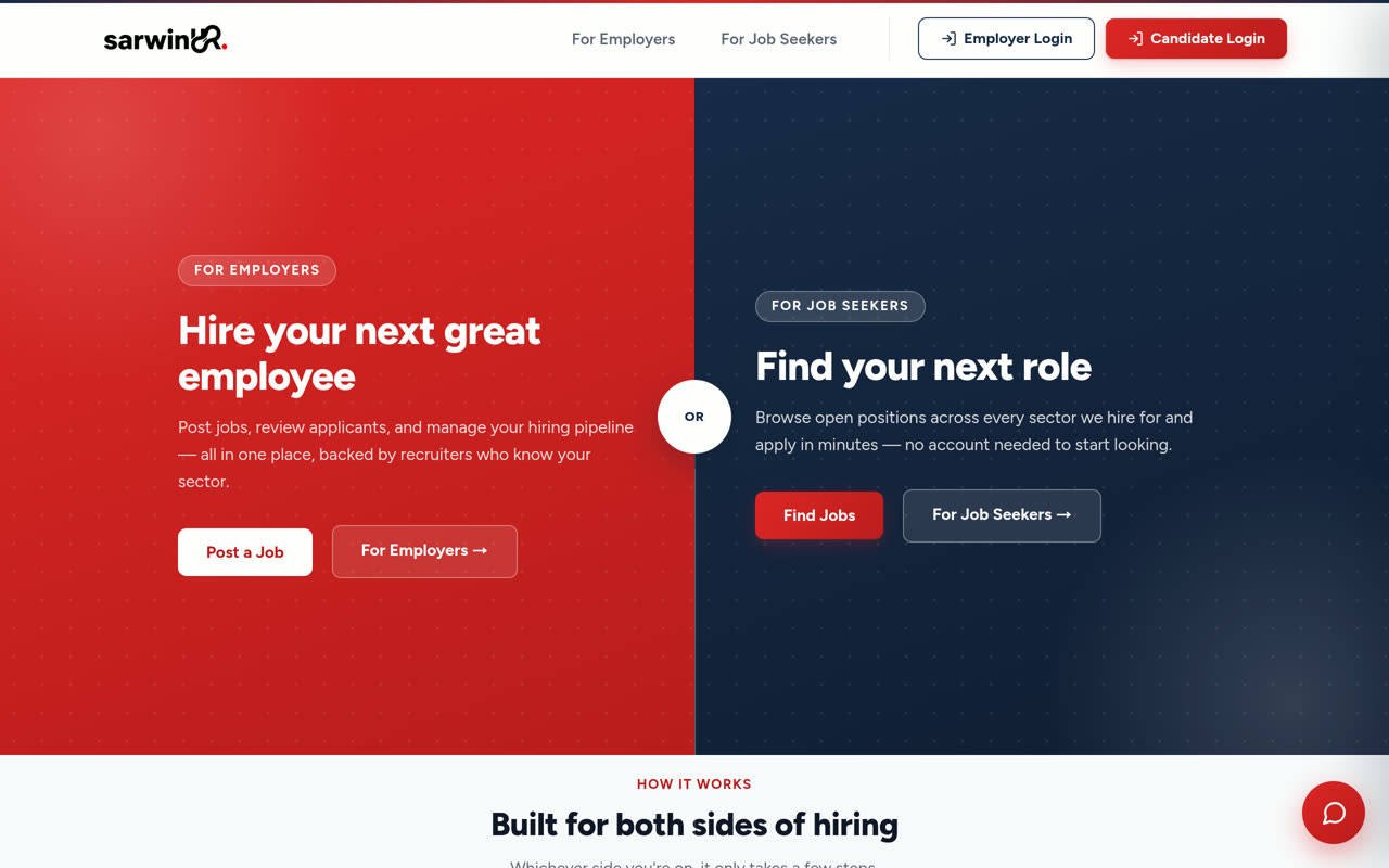 Sarwin HR Solutions homepage